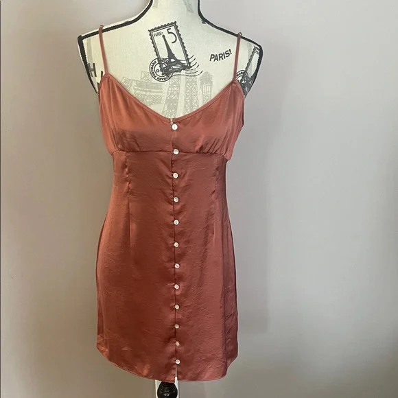 🍂 Wilfred Mini Dress Warm Rust- Medium - Picture 1 of 4